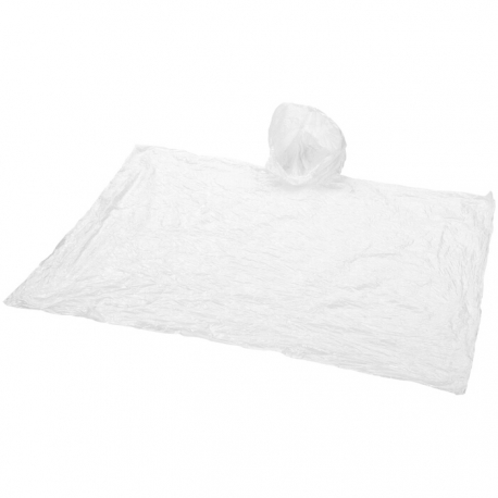 Disposable rain poncho with pouch