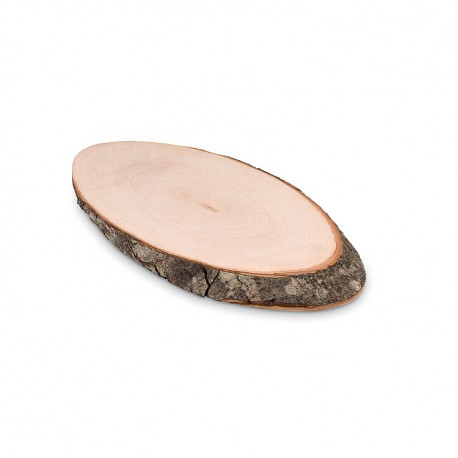 Oval board with bark