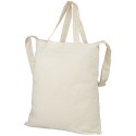 Cotton tote with short handles, shoulder strap, and open main compartment