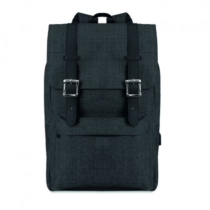 Computer backpack in 600D 2 tone polyester with padded shoulder strap