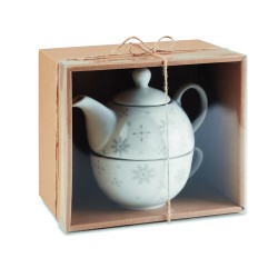 Christmas tea set, teapot and cup