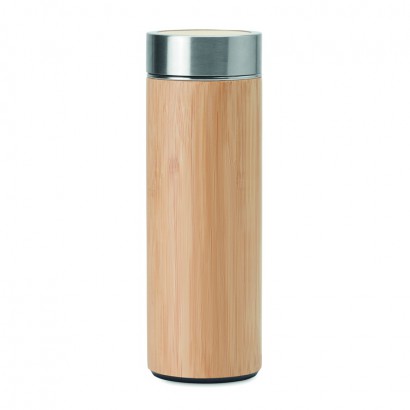 Double wall stainless steel / bamboo mug 400 ml