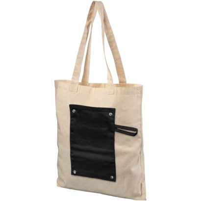 Roll-up buttoned cotton tote bag