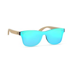 Sunglasses with bamboo arms and all over mirrored lens