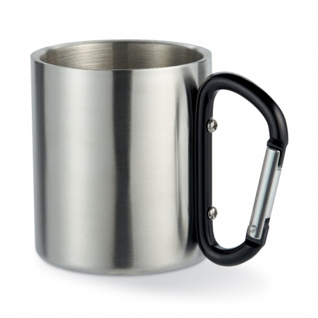 Metal mug w carabiner handle