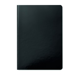 A5 notebook with shiny laminated soft cover and 64 lined pages