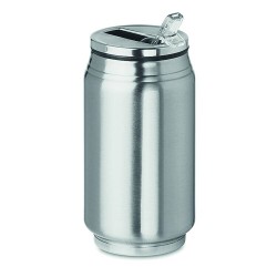 Stainless steel double wall vacuum insulated can shaped tumbler with foldable mouthpiece 250 ml